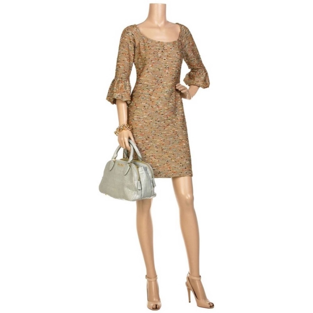 DVF Diane von Furstenberg Dress Sens Boucle Tweed Metallic Cocktail Sz 4 Money
